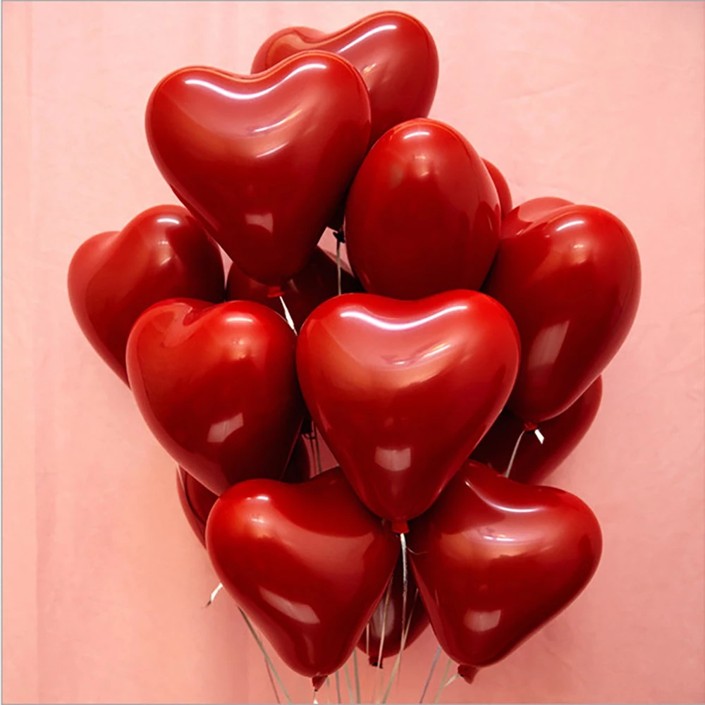 Heart Latex Balloons Set l 40pcs Red Pink White Love Balloons for Wedding, Valentine's Day, Birthday, Anniversary & Party Decoration