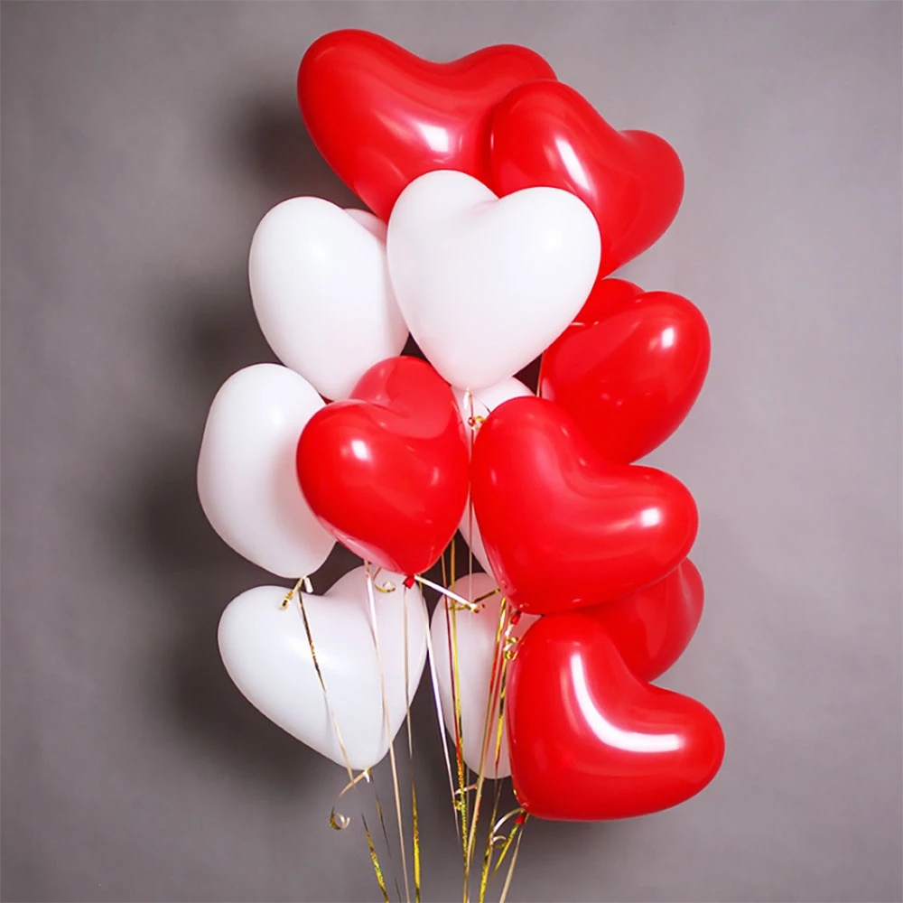 Heart Latex Balloons Set l 40pcs Red Pink White Love Balloons for Wedding, Valentine's Day, Birthday, Anniversary & Party Decoration