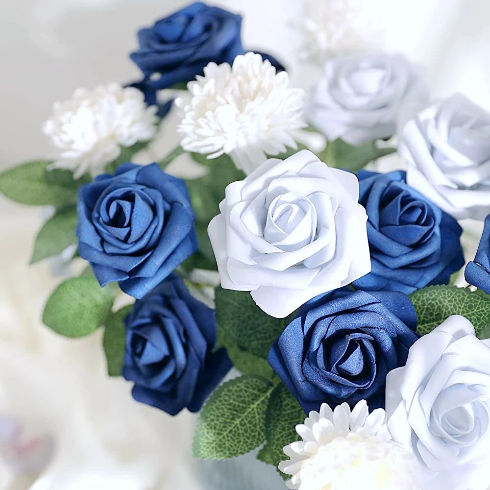 10pcs 8cm Rose Artificial Flowers l PE Foam Fake Roses for Raya Ramadan Gift, Wedding Bride Bouquet, Home & Party Decoration