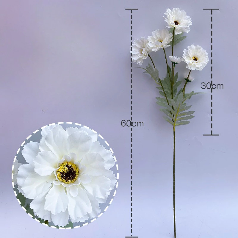 6 Heads Zinnia Artificial Flower l Fake Daisy Bunga Hiasan for Wedding, Home Decoration, Vase Arrangement