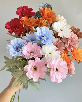 6 Heads Zinnia Artificial Flower l Fake Daisy Bunga Hiasan for Wedding, Home Decoration, Vase Arrangement