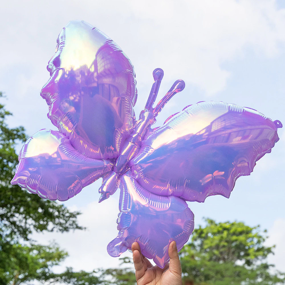 GeeParty 60cm Colorful Butterfly Foil Balloon l Laser Butterfly Balloon for Wedding, Birthday & Party Decoration