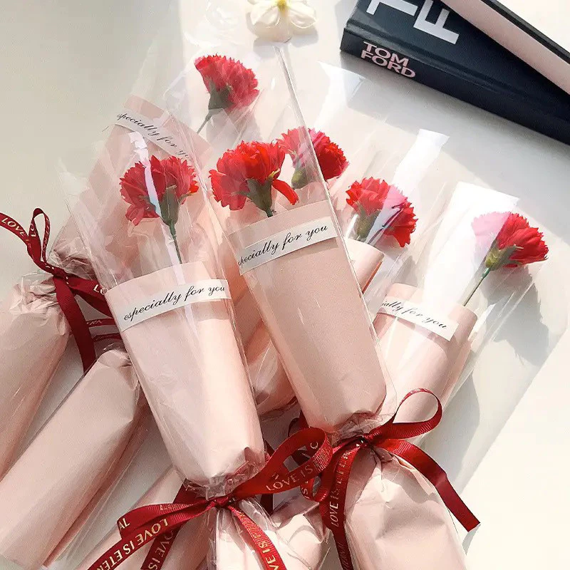Pink Carnation Soap Flower Bouquet l Artificial Simulation Fake Flower Arrangement for Mother's Day Gift, Stall & Wholesale