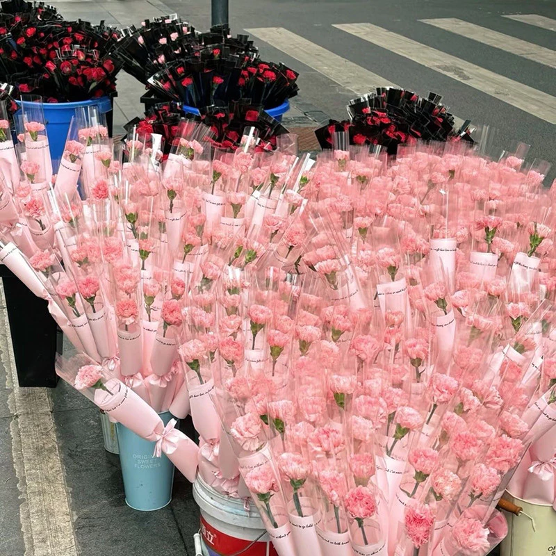 Pink Carnation Soap Flower Bouquet l Artificial Simulation Fake Flower Arrangement for Mother's Day Gift, Stall & Wholesale